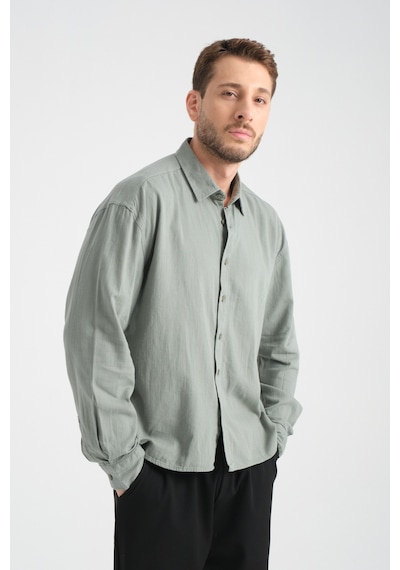 Redline Bond Keten Oversize Rahat Kalıp Premium Kumaş Basic Gömlek Haki