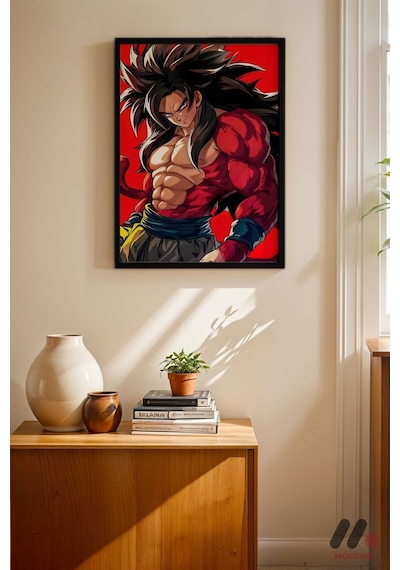 Dragon Ball Goku Ssj4 Poster, Siyah Çerçeveli Duvar Tablosu - Anime Severlere Özel Hediye