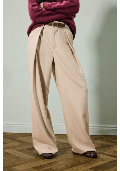 Defacto Wide Leg Çift Cepli Yüksek Bel Düz Paça Pantolon G6074ax25aubg287 Bej-bg287