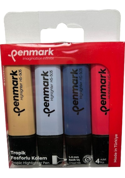 Penmark Fosforlu Kalem 4'lü Asetat Karışık Renk Tropik 86831817113227 Hs-505-4t 709704 Çok Renkli
