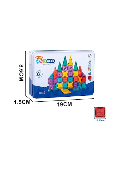 Seyahat Tipi Metal Kutulu Mini Magnetic Yapı Blokları 3d Puzzle 49 Parça