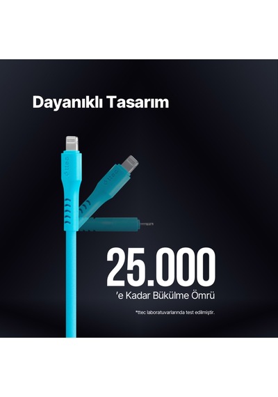 Ttec USB-C - Lightning Hızlı Şarj Kablosu 120 CM Neon Mavi