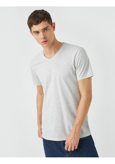Koton V Yaka Basic Tişört Gri 2Sam10383Hk Gri