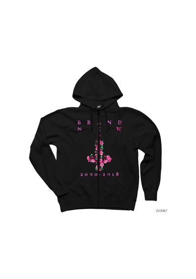 Brand New Farewell Cross Siyah Fermuarlı Kapşonlu Sweatshirt