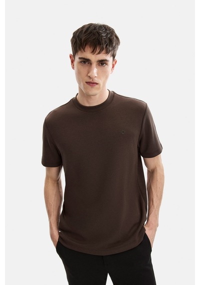 Backandbond Kahve Regular Fit Basic Bisiklet Yaka Tişört