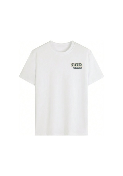 God Is Good T-shirt - Beyaz Baskılı Oversize Bisiklet Yaka Kısa Kol Tişört Beyaz