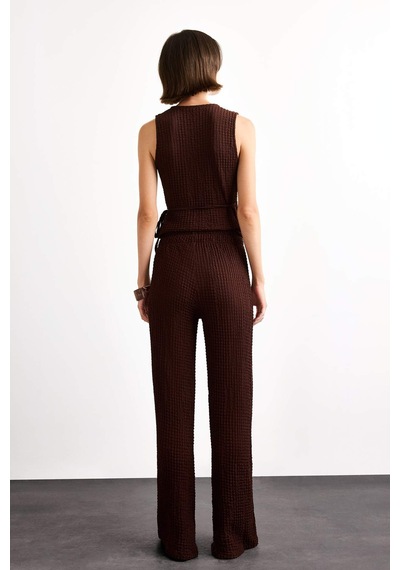 Defacto Relax Fit Normal Bel Düz Paça Bürümcük Pantolon G1341ax25smbn214 Kahve