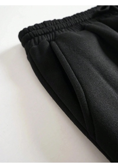 Unisex Kadın/erkek Özel Renkli Düz Paça Lastik Eşofman Altı Jogger Siyah