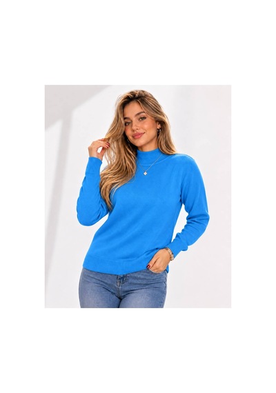 Hira Life Fashion Kadın Şık Tasarım Ve Yumuşak Dokulu Dik Yaka Triko Basic Kazak Bluz Mavi Mavi Hira Life Fashion Kadın Şık Tasarım Ve Yumuşak Dokulu Dik Yaka Triko Basic Kazak Bluz Mavi Mavi
