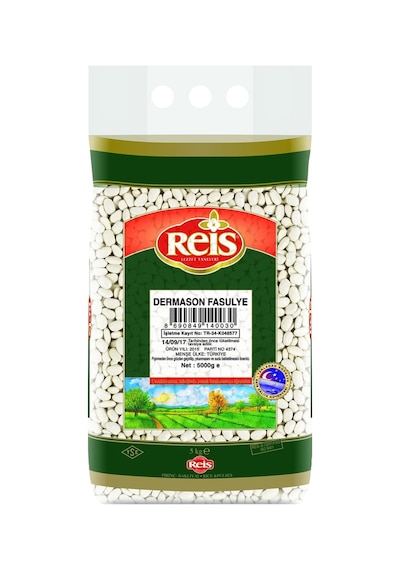 Reis Dermason Fasulye 5 Kg - İri Taneli, Çabuk Pişen Kuru Fasulye Tarı