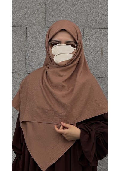 Qalortex Scarf Premium Jakarlı Hüma Büyük Boy Eşarp -vizon