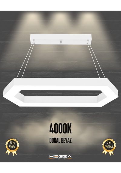 Joya Beyaz Kasa, Doğal Beyaz Işık Modern Sarkıt Led Avize Beyaz