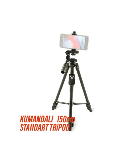 Diğer - Siyah - Kumandalı Tripod 3 Ayak Sabitleyici Video Footoğraf Çekim Tripodu 150cm Uzaktan Kumandalı 150 Cm