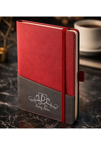 Bk Gift Kişiye Özel Kırmızı Termo Deri Defter -10, Kartvizit Bölmeli, Çizgili Ivory Kağıt Kobitmeyencom36027 Bk Gift