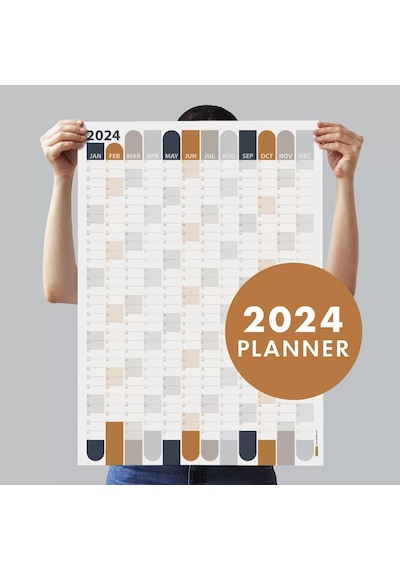 2027 Yıllık Planlayıcı Duvar Takvimi Antrasit Gri Camel Bej Gri Renkler Aylık Planlayıcı