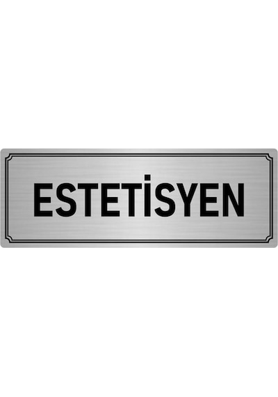 Metal Yönlendirme Levhası, Departman Kapı İsimliği Estetisyen 7x20 cm Gümüş Renk