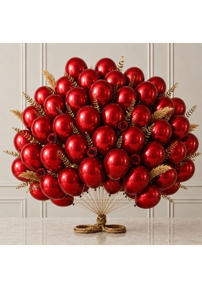 Kırmızı Renk Lateks Metalik Balon 30 Cm - 50 Adet