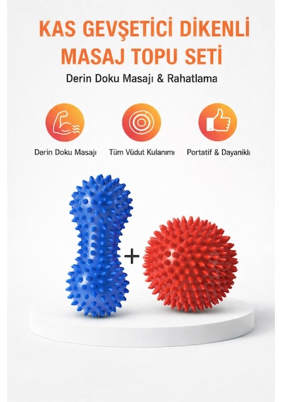 Kas Dikenli Masaj Topu Seti Derin Doku Masajı, Nokta Terapisi, Spor Ve Fizik Çok Renkli