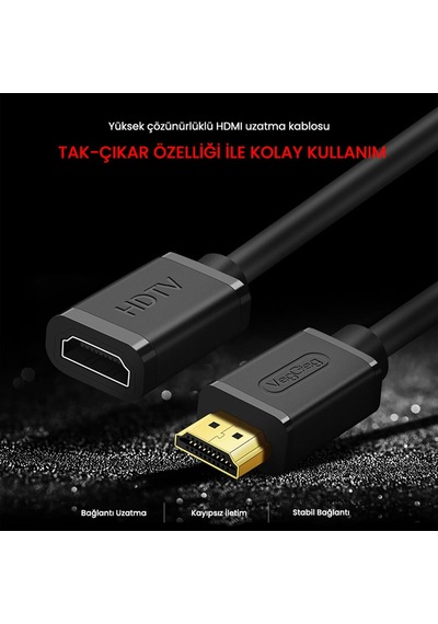 4k 60hz Dişi Erkek Hdmı 2.0 Uzatma Kablosu 1 Metre Diger