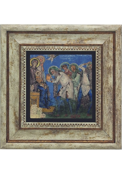 Kapadokya Göreme Tokalı Kilise Freski - Müneccim Kralların Tapınması Baskılı Taş Tablo 20x20