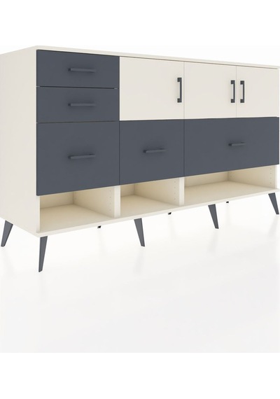 Kronos Konsol 3 Raflı 5 Çekmeceli 3 Kapaklı 176x59x99 Aytaşı-ayta Aytaşı-aytaşı/antrasit