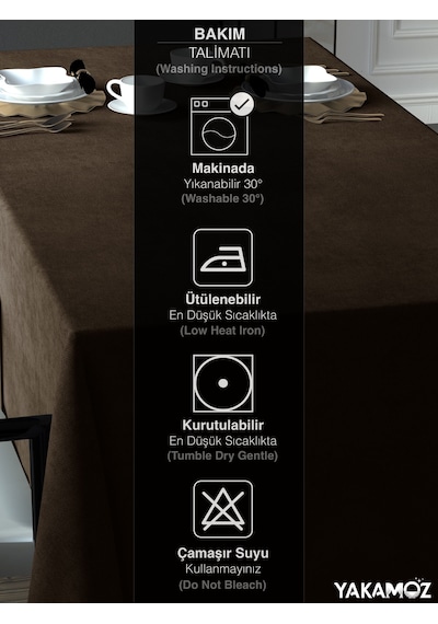 Çikola Kahvesi Kadife Dokulu Masa Örtüsü Dertsiz Velvet Touch Serisi Çikolata Kahvesi
