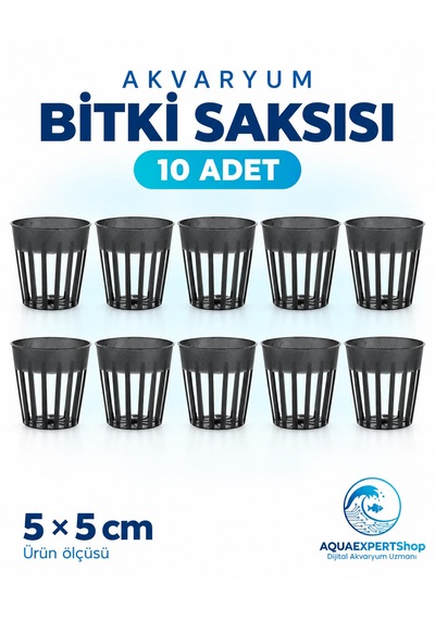 Akvaryum Bitki Saksısı - Akvaryum Bitkileri İçin Plastik Saksı - 10 Adet - 5x5 Cm
