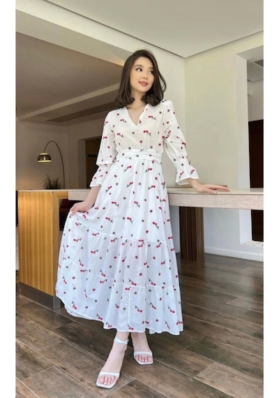 Defymoda Kırmızı Gipeli Vual Elbise Kırmızı