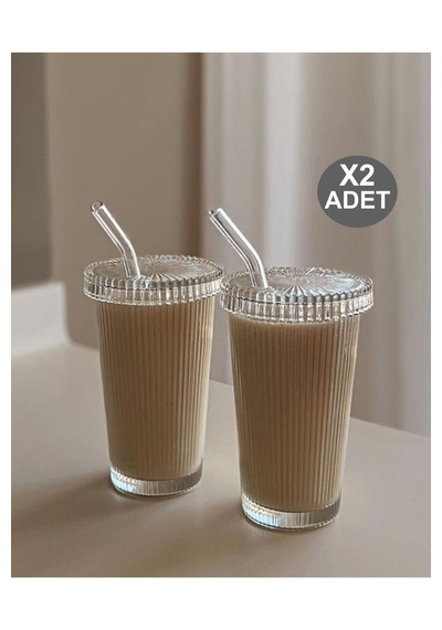 8 Adet Soğuk,sıcak Kahve Bardağı Cam Pipetli