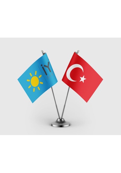 İyi Parti Ve Türkiye Bayrağı İkili Saten Masa Bayrağı Takımı Diğer