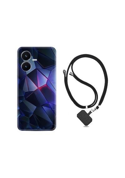Vivo Y22S Kılıf İpli Boyun Askılı Desenli Silikon Üçgenler 2 1872