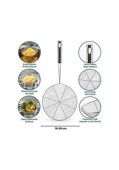 İbico İ22-296 Çelik Kevgir 19-20cm Metal Saplı - 12'li Paket