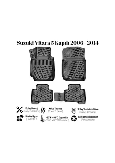 Suzuki Vitara 5 Kapılı 2006 2007 2008 2009 2010 2011 2012 2013 2014 Uyumlu Araca Özel 3d Havuzlu Paspas Takımı A+ Kalite