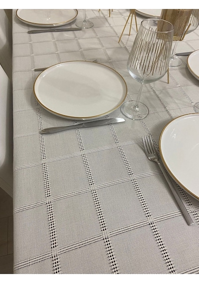 Bosna Etamin Keten Dertsiz Masa Örtüsü Krem