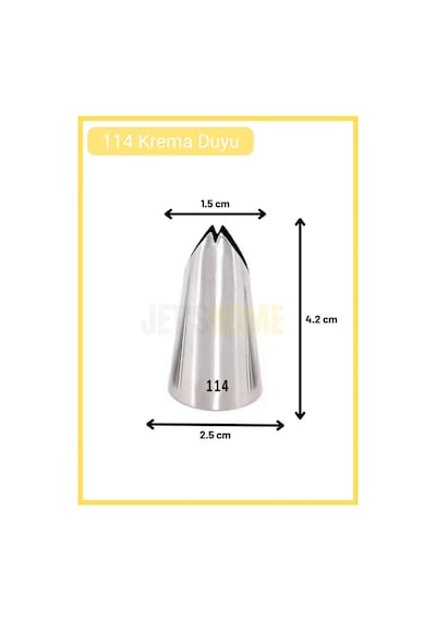 114 Yaprak Desen Krema Duyu Büyük Boy Pasta Duyu Paslanmaz Çelik Krema Torbası Ucu 2.5x1.5x4.2 Cm Metalik Gri