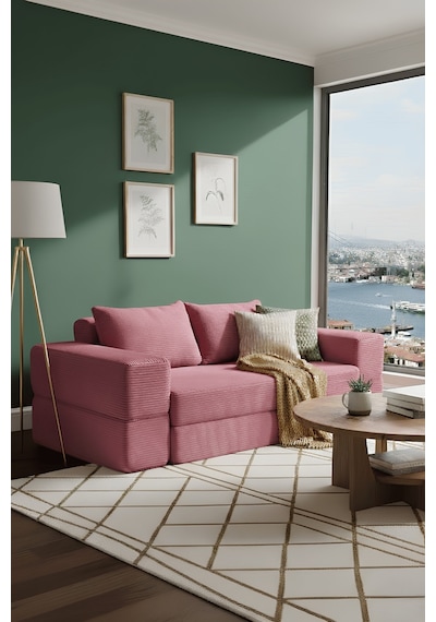 Reflekta Havuzlu Sünger Koltuk Yataklı Açılır 190x220 Rollpack Sünger Koltuk Demonte Pembe