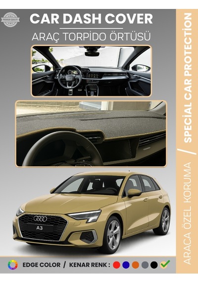 Audi A3 2020+ Torpido Örtüsü Ön Göğüs Koruma Torpido Koruma Araca Özel Kaymaz Kolay Montaj - 585 Stiloto