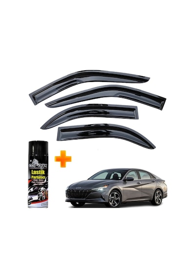 Hyundai Elantra Mügen Cam Rüzgarlığı 2021 Sonrası 4 Lü Takım +500ml Lastik Parlatıcı