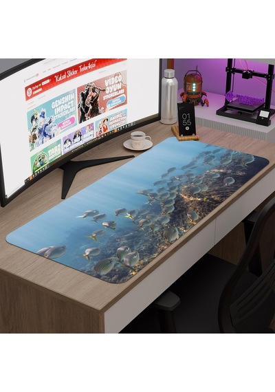 Tr Sualtı Gaming Mouse Pad Kauçuk Kaymaz Taban Mousepad V5, 90x40 Xxl