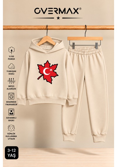 Overmax Türk Bayrağı Baskılı Çocuk Kapüşonlu Sweatshirt Eşofman Takımı- 3-12 Yaş Bej-bej - 929479938 Bej-bej Overmax Türk Bayrağı Baskılı Çocuk Kapüşonlu Sweatshirt Eşofman Takımı- 3-12 Yaş Bej-bej - 929479938 Bej-bej