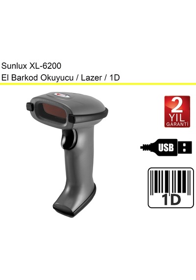 Sunlux Xl6200 El Barkod Okuyucu Lazer Okuma Teknolojisi