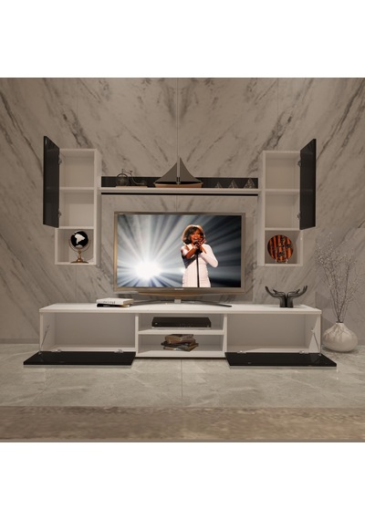 Decoraktiv Eko 5da Mdf Dvd Tv Ünitesi Tv Sehpası Beyaz - Siyah