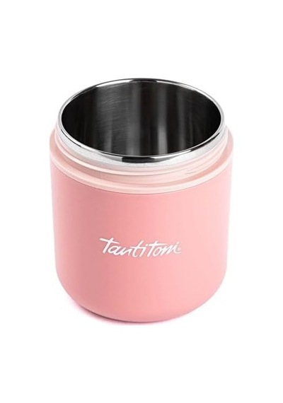 Tantitoni Pembe Paslanmaz Çelik Yuvarlak 2 Katlı Plastik Kaşıklı Yemek Taşıma Kabı 710ml