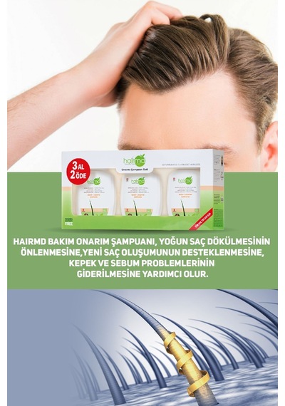 Saç Bakım Ve Onarım Şampuanı 300 Ml 3'lü Set Tüm Saç Tipleri
