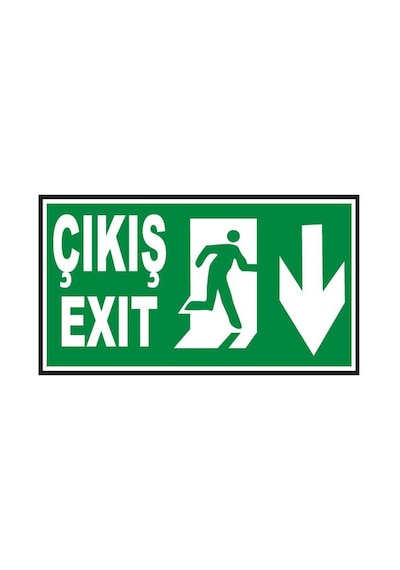 Fosforlu Acil Çıkış -Exit Levhası - Fotolümenli - Aşağı Yön