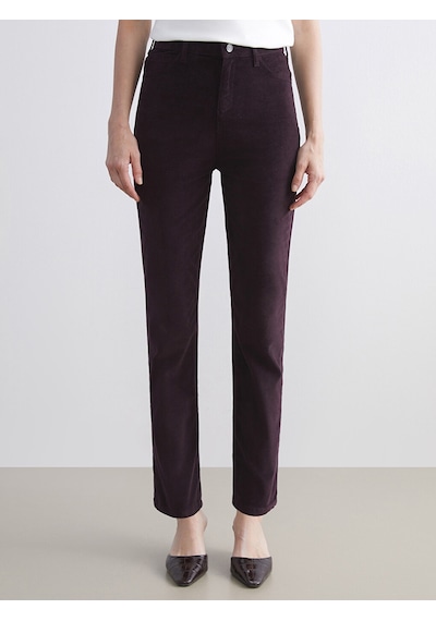 Lcwaıkıkı Classic Bordo Dar Fit Kadife Kadın Pantolon