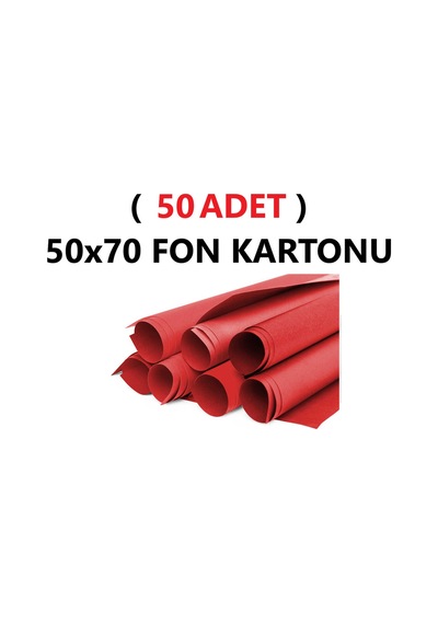 50 Adet 50x70 Cm Kırmızı Renkli Fon Kartonu Rulo Canlı Renk Büyük Boy Anaokulu Kreş Okul