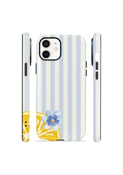 Apple iPhone Uyumlu 11 Vorian Çift Katmanlı Kılıf Blue Lemon Blossom