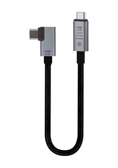 Coverzone 40gbps 240w 4.0 Thunderbolt L Shape Type-c To Type-c Şarj, Data Ve 8k 60hz Data Transfer Kablosu Tip C 30 Cm - Pd240w Sku: Zeus8690010059499