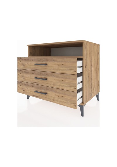 Kronos Şifonyer Tek Raflı 3 Çekmeceli 88x59x80 Çam-çam Çam